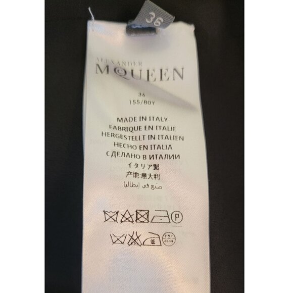 Alexander McQueen Black Crepe Mini Dress with Bell Sleeves Womens Size 36 / US 0 - Picture 8 of 10